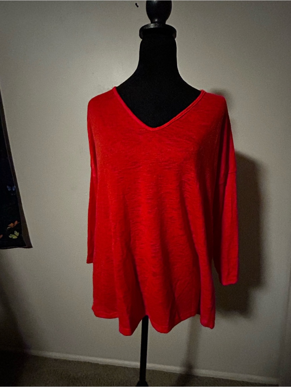 Women's Red V-Neck Lightweight Top